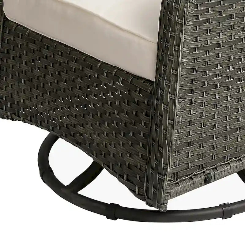 Outdoor Patio Woven Rattan Swivel Rocking Chair with Cushions