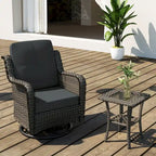 Outdoor Patio Woven Rattan Swivel Rocking Chair with Cushions