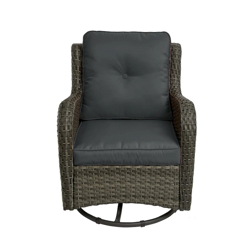 Outdoor Patio Woven Rattan Swivel Rocking Chair with Cushions