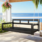 Rustic Elegance Acacia Wood Swing Bed, Farmhouse Daybed with 4 Stylish Colors & 350lb Capacity