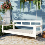 Rustic Elegance Acacia Wood Swing Bed, Farmhouse Daybed with 4 Stylish Colors & 350lb Capacity