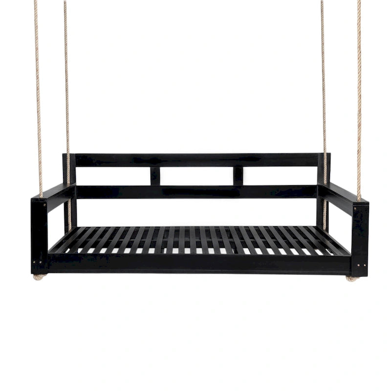 Rustic Elegance Acacia Wood Swing Bed, Farmhouse Daybed with 4 Stylish Colors & 350lb Capacity