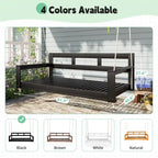 Rustic Elegance Acacia Wood Swing Bed, Farmhouse Daybed with 4 Stylish Colors & 350lb Capacity