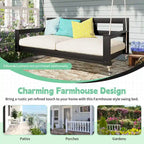 Rustic Elegance Acacia Wood Swing Bed, Farmhouse Daybed with 4 Stylish Colors & 350lb Capacity