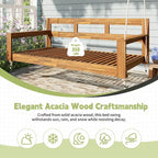 Rustic Elegance Acacia Wood Swing Bed, Farmhouse Daybed with 4 Stylish Colors & 350lb Capacity