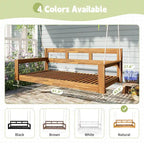 Rustic Elegance Acacia Wood Swing Bed, Farmhouse Daybed with 4 Stylish Colors & 350lb Capacity
