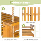Rustic Elegance Acacia Wood Swing Bed, Farmhouse Daybed with 4 Stylish Colors & 350lb Capacity