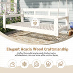 Rustic Elegance Acacia Wood Swing Bed, Farmhouse Daybed with 4 Stylish Colors & 350lb Capacity