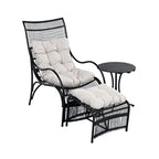 3 Pieces Wicker Outdoor Patio Furniture Set with Lounge Chair, Balcony Chairs Table Set with Cushions, Ottoman