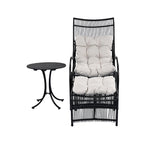3 Pieces Wicker Outdoor Patio Furniture Set with Lounge Chair, Balcony Chairs Table Set with Cushions, Ottoman