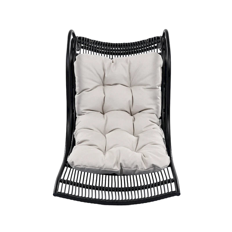 3 Pieces Wicker Outdoor Patio Furniture Set with Lounge Chair, Balcony Chairs Table Set with Cushions, Ottoman