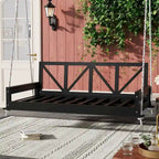 Acacia Wood Twin Size Patio Swing Bed by Leisure Zone
