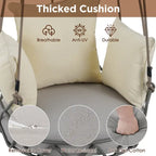 34W Outdoor Porch Swing Chair Hanging Basket with UV Resistant Cushion, Olefin Fabric - N/A
