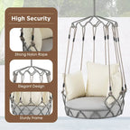 34W Outdoor Porch Swing Chair Hanging Basket with UV Resistant Cushion, Olefin Fabric - N/A