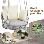 34W Outdoor Porch Swing Chair Hanging Basket with UV Resistant Cushion, Olefin Fabric - N/A