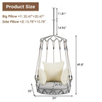 34W Outdoor Porch Swing Chair Hanging Basket with UV Resistant Cushion, Olefin Fabric - N/A