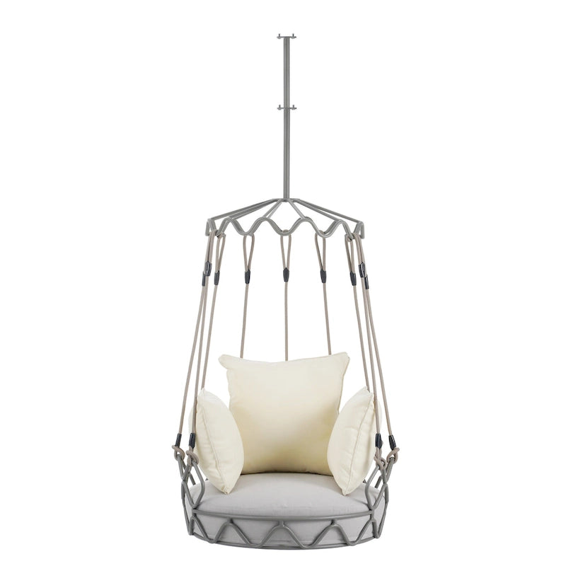 34W Outdoor Porch Swing Chair Hanging Basket with UV Resistant Cushion, Olefin Fabric - N/A