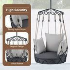 34W Outdoor Porch Swing Chair Hanging Basket with UV Resistant Cushion, Olefin Fabric - N/A