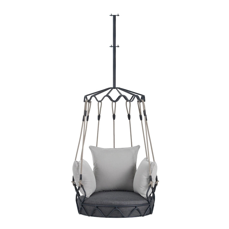 34W Outdoor Porch Swing Chair Hanging Basket with UV Resistant Cushion, Olefin Fabric - N/A