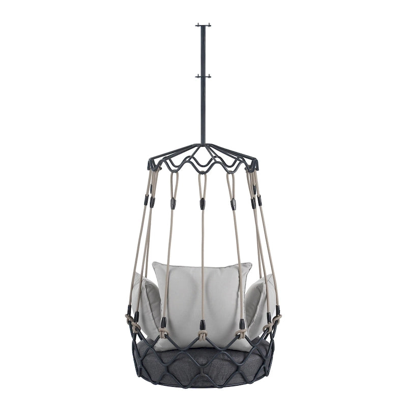 34W Outdoor Porch Swing Chair Hanging Basket with UV Resistant Cushion, Olefin Fabric - N/A