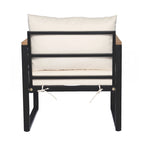 Outdoor Acacia Wood and Metal Patio Chair with Cushions