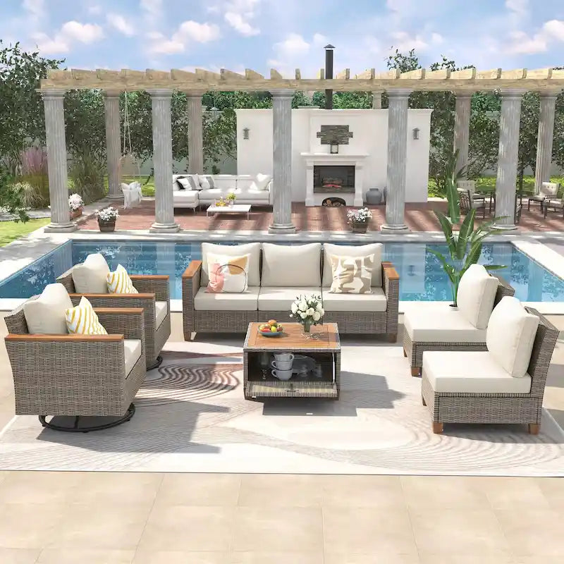 8-Piece Wicker Outdoor Patio Furniture Set