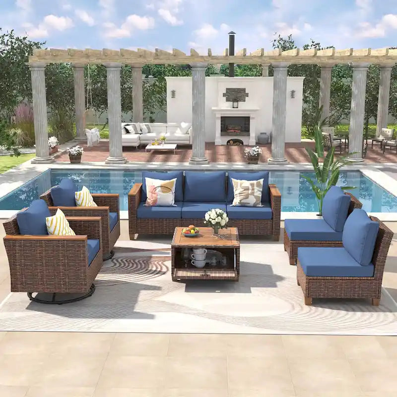 8-Piece Wicker Outdoor Patio Furniture Set