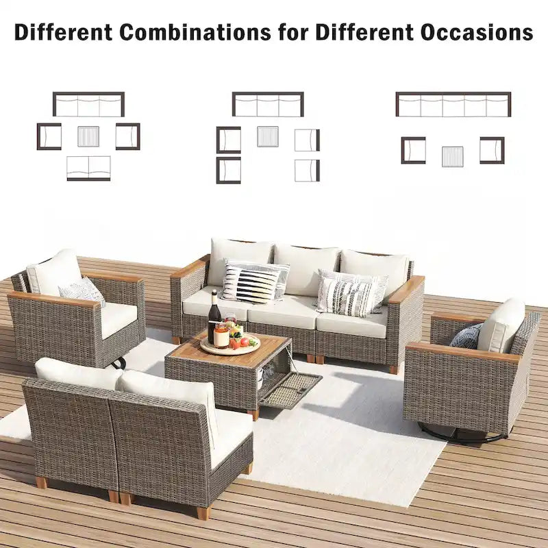 8-Piece Wicker Outdoor Patio Furniture Set