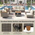 8-Piece Wicker Outdoor Patio Furniture Set