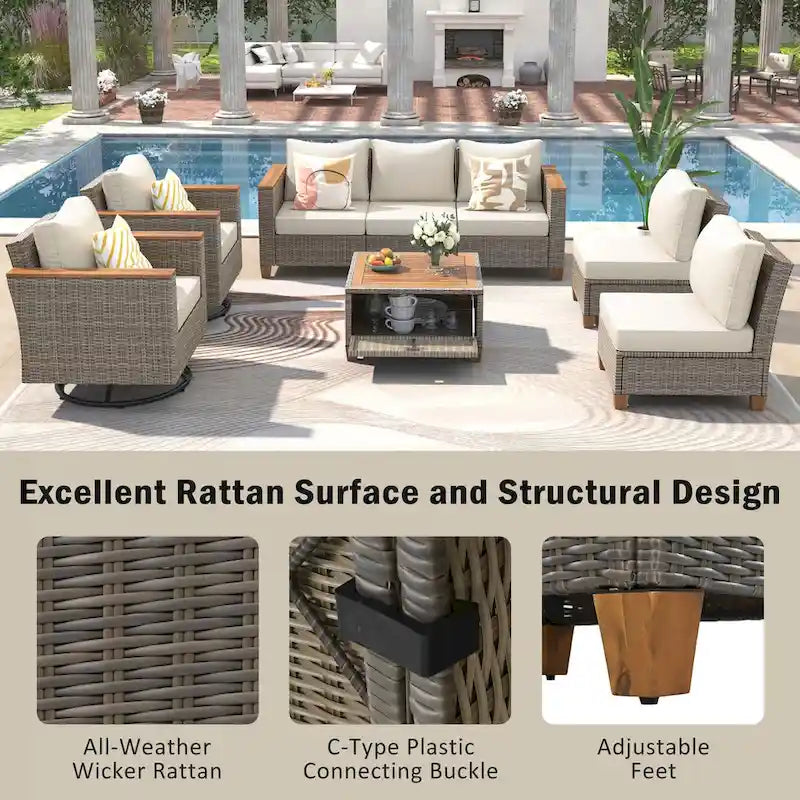 8-Piece Wicker Outdoor Patio Furniture Set