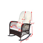Outdoor Wicker Rocking Chair with Wide Seat, All- Weather Rattan Armchair for Poolside, Garden, Porch, Backyard