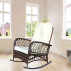 Outdoor Wicker Rocking Chair with Wide Seat, All- Weather Rattan Armchair for Poolside, Garden, Porch, Backyard