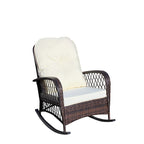 Outdoor Wicker Rocking Chair with Wide Seat, All- Weather Rattan Armchair for Poolside, Garden, Porch, Backyard