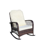 Outdoor Wicker Rocking Chair with Wide Seat, All- Weather Rattan Armchair for Poolside, Garden, Porch, Backyard