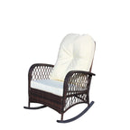 Outdoor Wicker Rocking Chair with Wide Seat, All- Weather Rattan Armchair for Poolside, Garden, Porch, Backyard