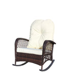 Outdoor Wicker Rocking Chair with Wide Seat, All- Weather Rattan Armchair for Poolside, Garden, Porch, Backyard