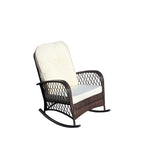 Outdoor Wicker Rocking Chair with Wide Seat, All- Weather Rattan Armchair for Poolside, Garden, Porch, Backyard