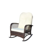 Outdoor Wicker Rocking Chair with Wide Seat, All- Weather Rattan Armchair for Poolside, Garden, Porch, Backyard