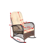 Outdoor Wicker Rocking Chair with Wide Seat, All- Weather Rattan Armchair for Poolside, Garden, Porch, Backyard