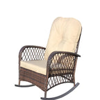 Outdoor Wicker Rocking Chair with Wide Seat, All- Weather Rattan Armchair for Poolside, Garden, Porch, Backyard