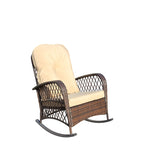Outdoor Wicker Rocking Chair with Wide Seat, All- Weather Rattan Armchair for Poolside, Garden, Porch, Backyard