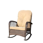 Outdoor Wicker Rocking Chair with Wide Seat, All- Weather Rattan Armchair for Poolside, Garden, Porch, Backyard