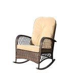 Outdoor Wicker Rocking Chair with Wide Seat, All- Weather Rattan Armchair for Poolside, Garden, Porch, Backyard