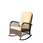 Outdoor Wicker Rocking Chair with Wide Seat, All- Weather Rattan Armchair for Poolside, Garden, Porch, Backyard