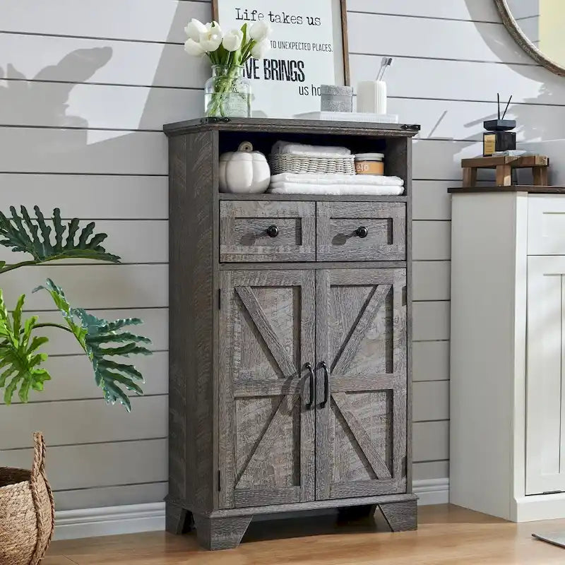 24 Farmhouse Bathroom Floor Cabinet, Wide Bathroom Storage Cabinet