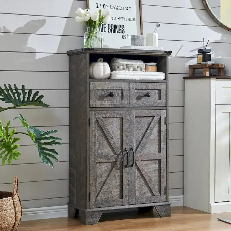 24 Farmhouse Bathroom Floor Cabinet, Wide Bathroom Storage Cabinet