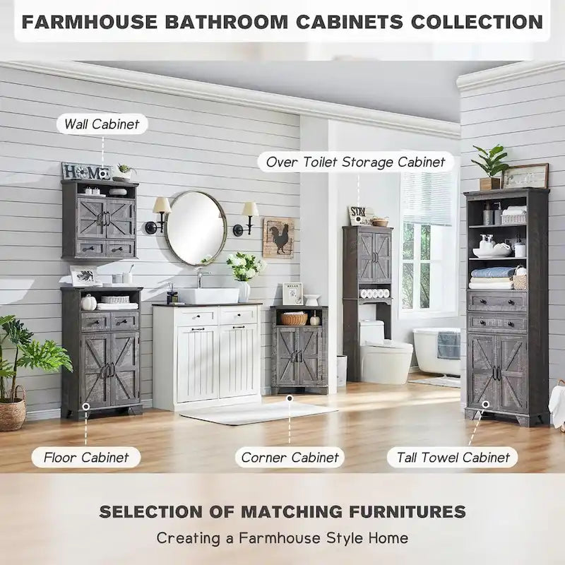 24 Farmhouse Bathroom Floor Cabinet, Wide Bathroom Storage Cabinet