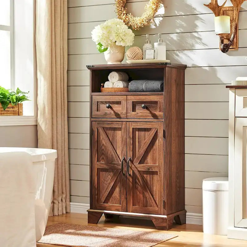 24 Farmhouse Bathroom Floor Cabinet, Wide Bathroom Storage Cabinet