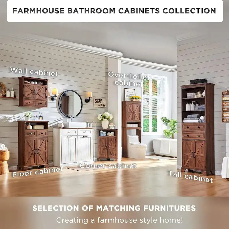 24 Farmhouse Bathroom Floor Cabinet, Wide Bathroom Storage Cabinet