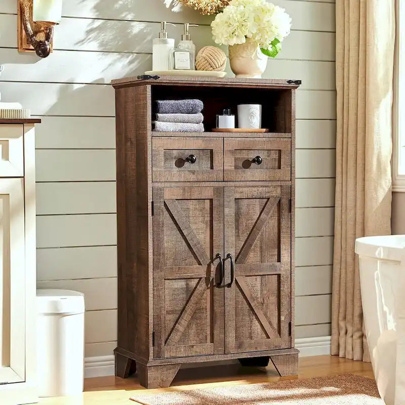 24 Farmhouse Bathroom Floor Cabinet, Wide Bathroom Storage Cabinet